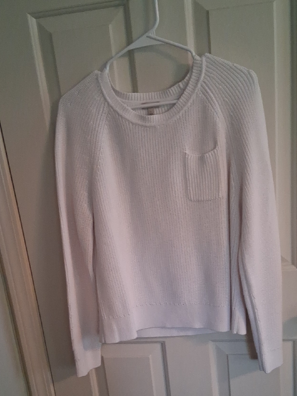 Talbots White Crewneck Sweater with Pocket